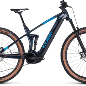 Cube Stereo Hybrid 140 HPC SLX 750 Electric Mountain Bike in Liquid Blue